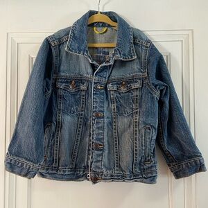 Oshkosh Classic Blue Jean Denim Trucker Jacket Snap Pockets Unisex Kids Size 5